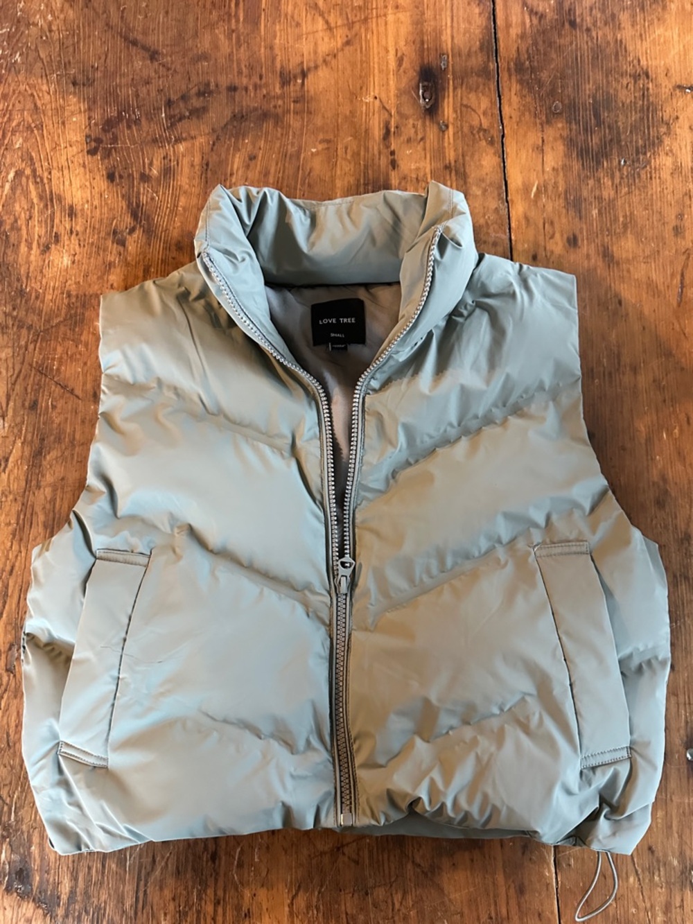 Love Tree Quilted Puffer Vest in Sage